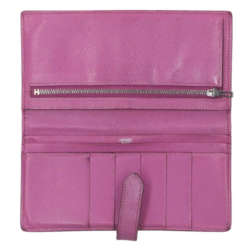 HERMES Bearn Classic Purple/Silver Wallet Size ONE SIZE