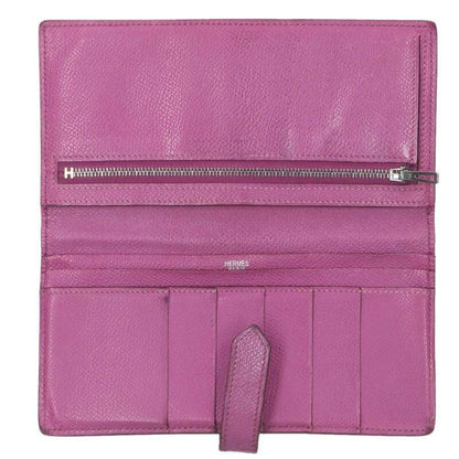 HERMES Bearn Classic Purple/Silver Wallet Size ONE SIZE