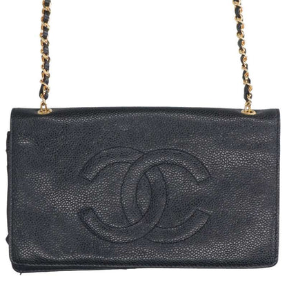 CHANEL Coco Mark Caviar Skin Chain Wallet Size ONE SIZE