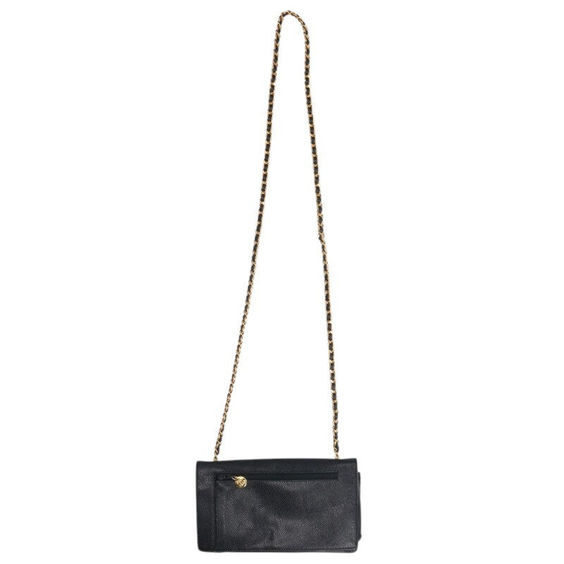 CHANEL Coco Mark Caviar Skin Chain Wallet Size ONE SIZE
