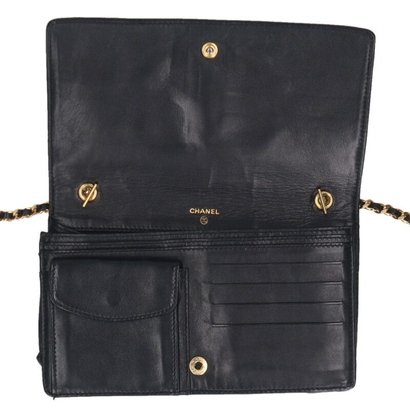 CHANEL Coco Mark Caviar Skin Chain Wallet Size ONE SIZE