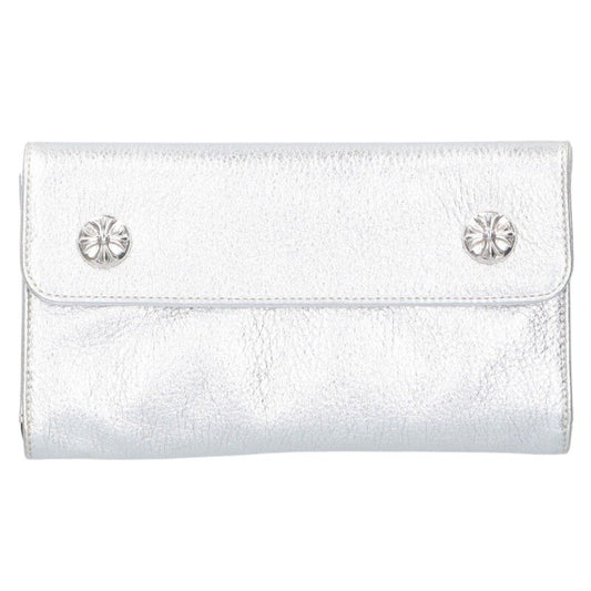Chrome Hearts WAVE Cross Ball Leather Wallet Size ONE Silver