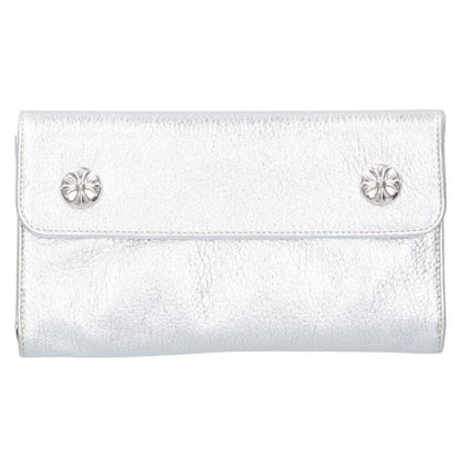 Chrome Hearts WAVE Cross Ball Leather Wallet Size ONE Silver