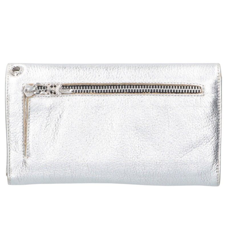Chrome Hearts WAVE Cross Ball Leather Wallet Size ONE Silver