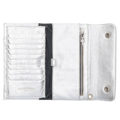 Chrome Hearts WAVE Cross Ball Leather Wallet Size ONE Silver