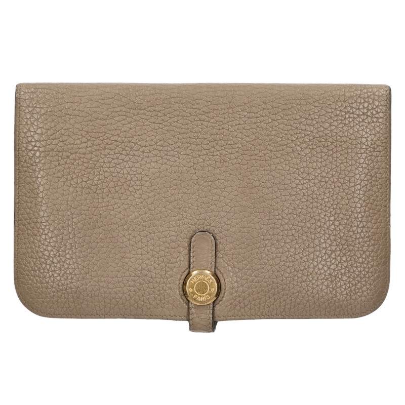 HERMES Dogon GM Togo Wallet w/ Pouch Gray Size ONE SIZE