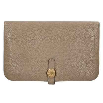 HERMES Dogon GM Togo Wallet w/ Pouch Gray Size ONE SIZE