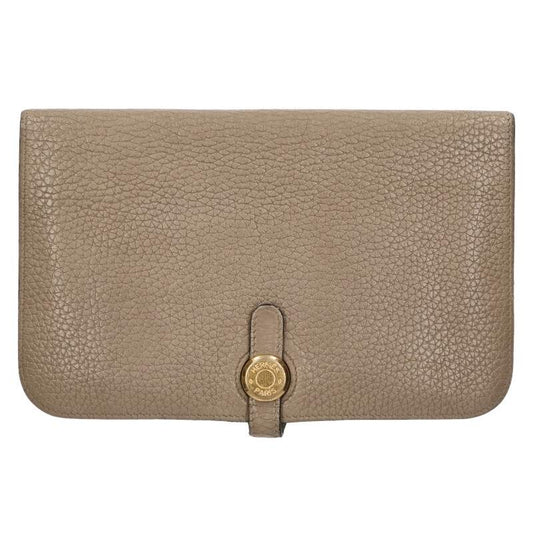 HERMES Dogon GM Togo Wallet w/ Pouch Gray Size ONE SIZE