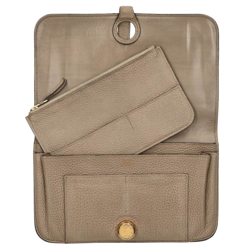 HERMES Dogon GM Togo Wallet w/ Pouch Gray Size ONE SIZE