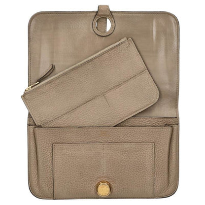 HERMES Dogon GM Togo Wallet w/ Pouch Gray Size ONE SIZE