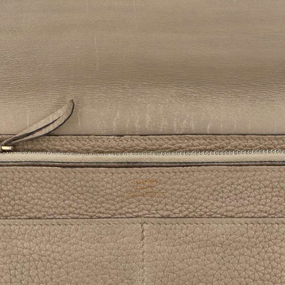 HERMES Dogon GM Togo Wallet w/ Pouch Gray Size ONE SIZE