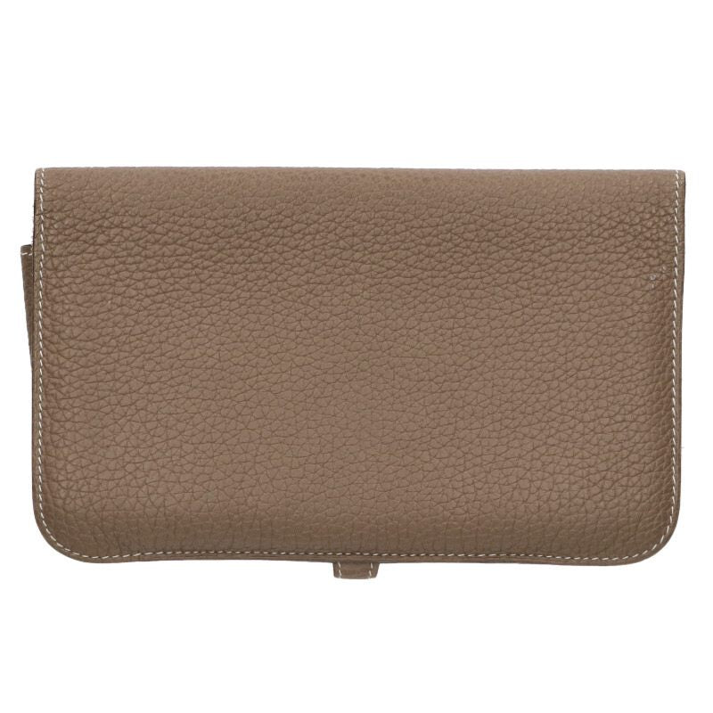 HERMES Dogon Duo GM Togo Etoupe Beige Wallet Size ONE SIZE
