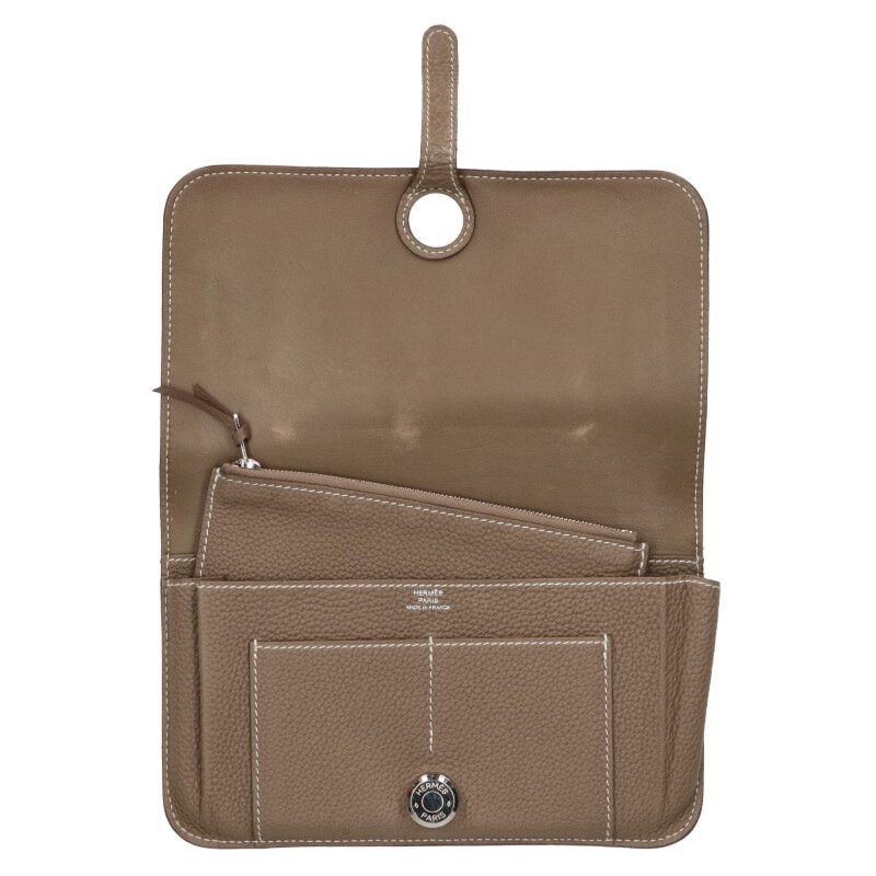 HERMES Dogon Duo GM Togo Etoupe Beige Wallet Size ONE SIZE