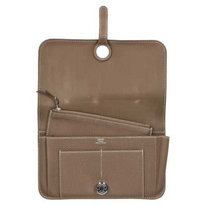 HERMES Dogon Duo GM Togo Etoupe Beige Wallet Size ONE SIZE
