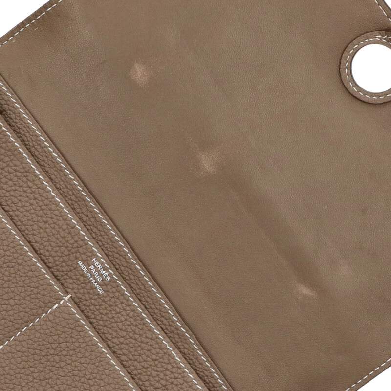 HERMES Dogon Duo GM Togo Etoupe Beige Wallet Size ONE SIZE