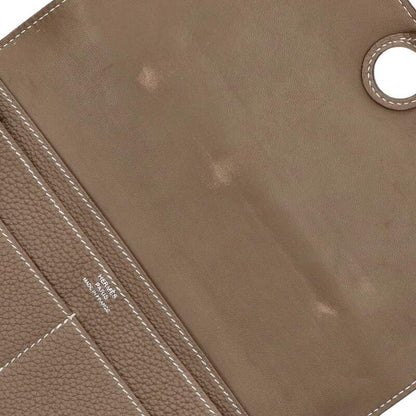 HERMES Dogon Duo GM Togo Etoupe Beige Wallet Size ONE SIZE