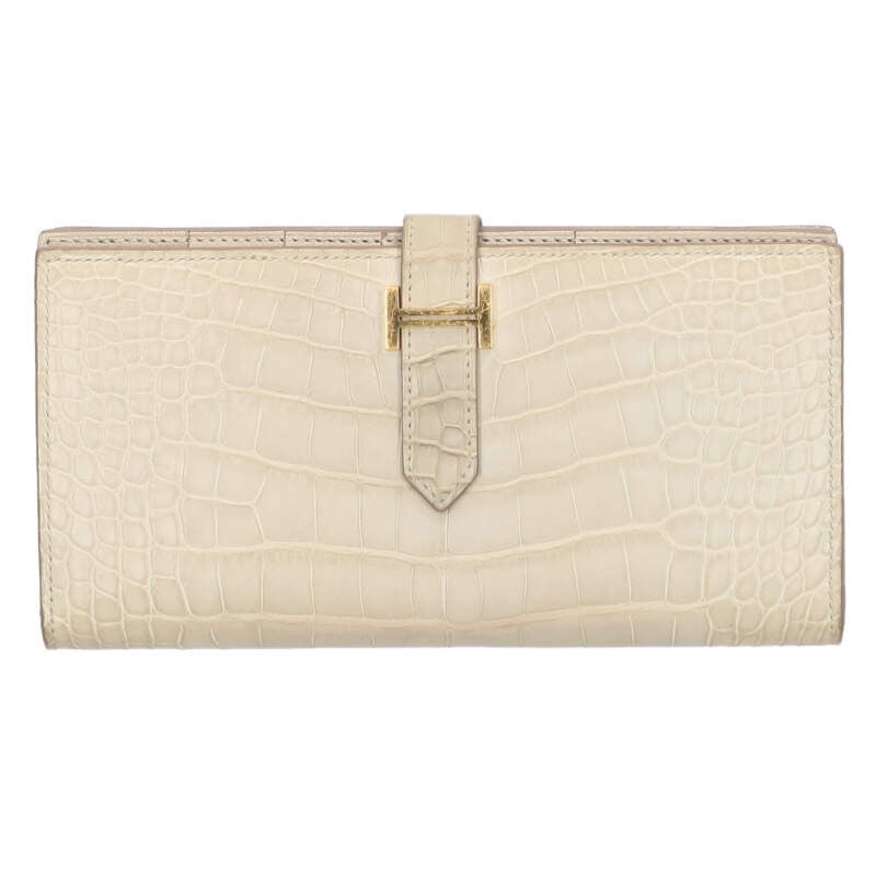HERMES Bearn Soufflet Alligator Matte Beton Size ONE SIZE
