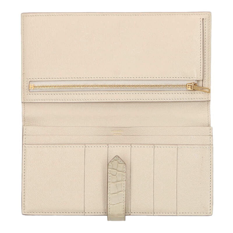 HERMES Bearn Soufflet Alligator Matte Beton Size ONE SIZE