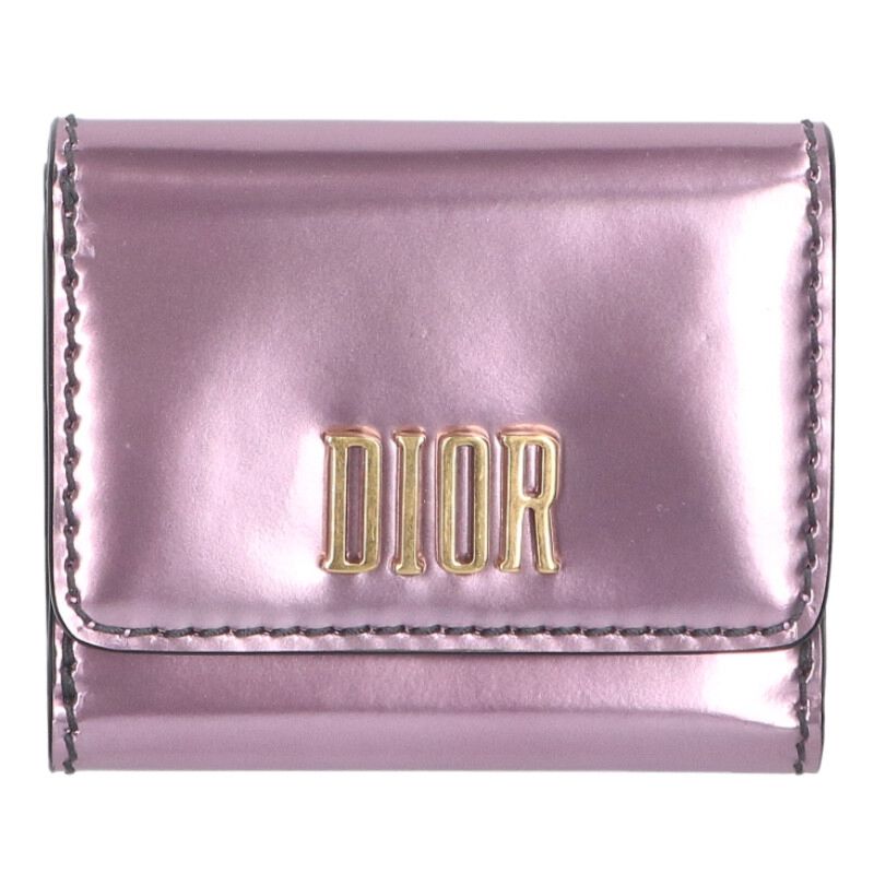 DIOR Logo Tri-Fold Wallet Pink Size ONE SIZE