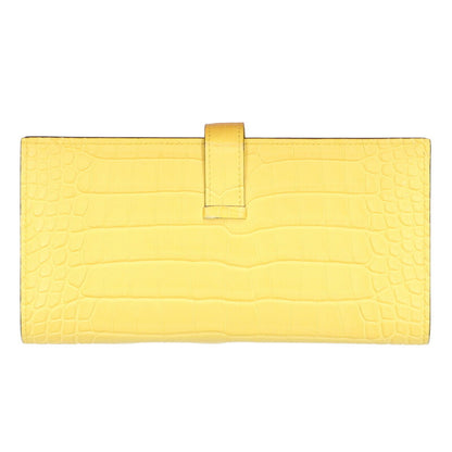 HERMES Bearn Soufflet Alligator Matte Yellow Size ONE SIZE