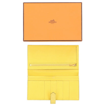 HERMES Bearn Soufflet Alligator Matte Yellow Size ONE SIZE