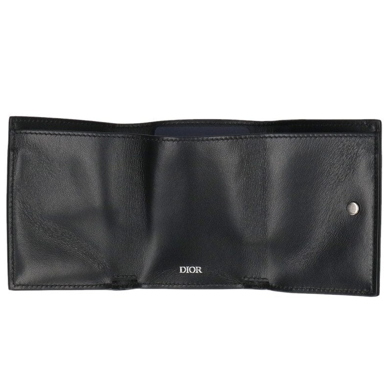 DIOR CD Diamond Compact Wallet Black Navy Size ONE SIZE
