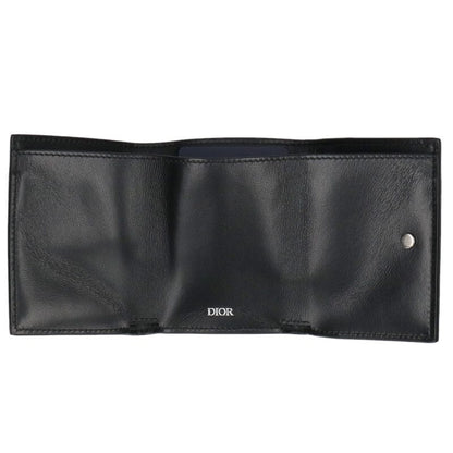 DIOR CD Diamond Compact Wallet Black Navy Size ONE SIZE