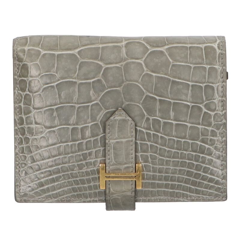 HERMES Béarn Compact Matte Alligator Gold HW Size ONE SIZE