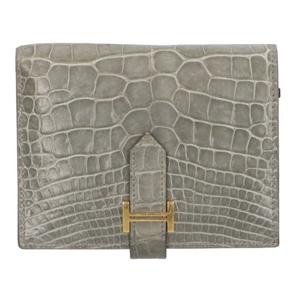 HERMES Béarn Compact Matte Alligator Gold HW Size ONE SIZE