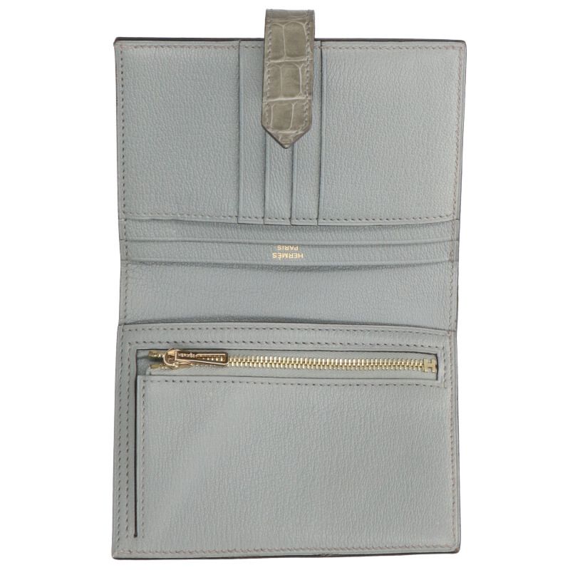 HERMES Béarn Compact Matte Alligator Gold HW Size ONE SIZE