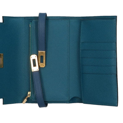 HERMES Kelly Wallet Medium Epsom Verso Gold HW Size ONE SIZE