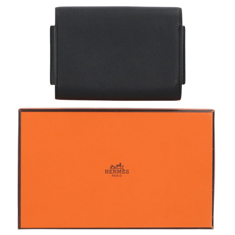 HERMES Passant Compact Veau Noir Epsom Bifold Size ONE SIZE