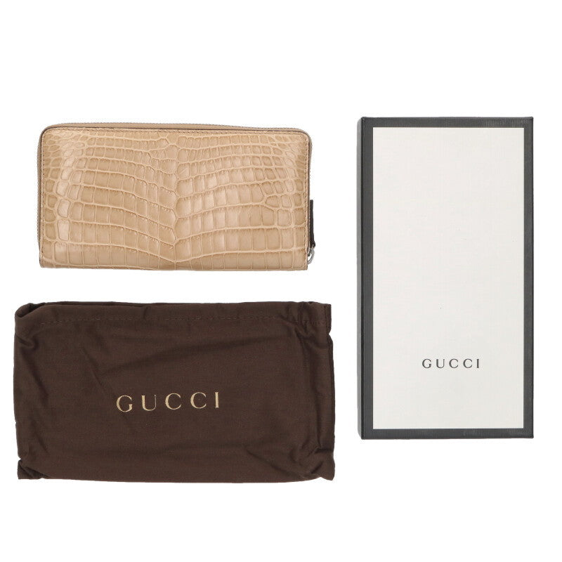 GUCCI Round Zipper Wallet Beige Size ONE SIZE