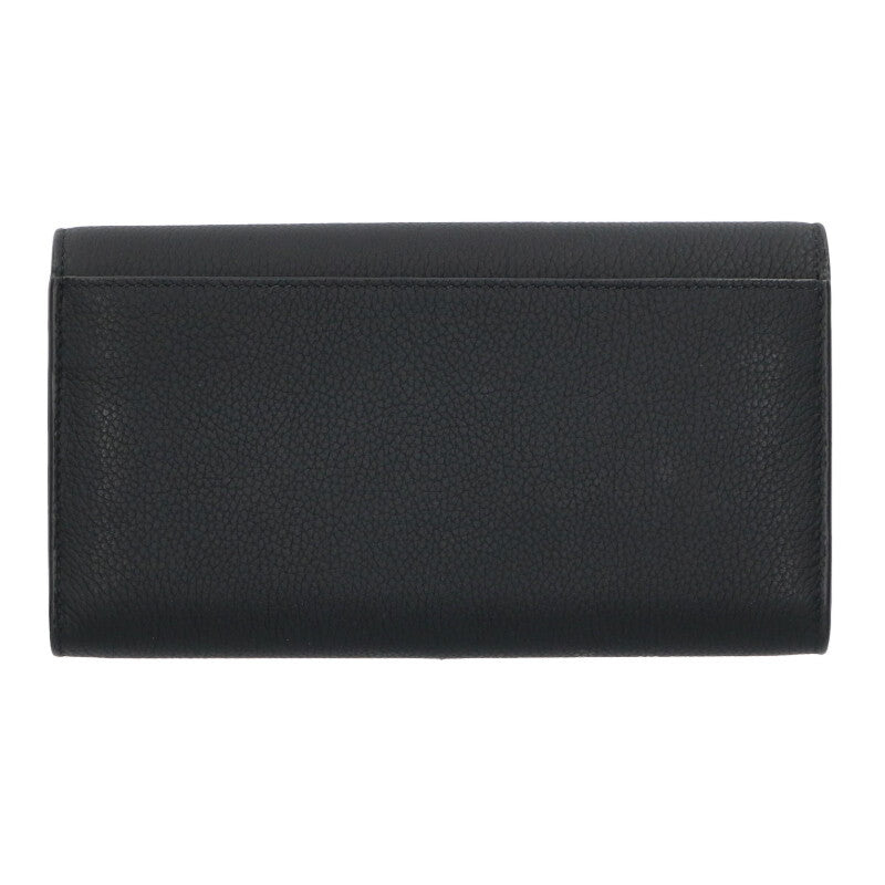 DIOR Leather Long Flap Wallet Black Size ONE SIZE