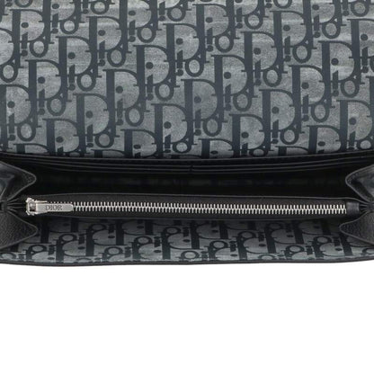 DIOR Leather Long Flap Wallet Black Size ONE SIZE