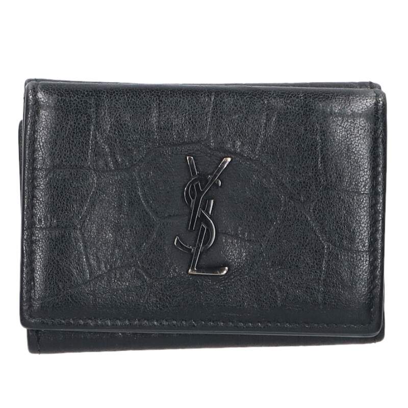 Saint Laurent Paris Logo Leather Wallet Black