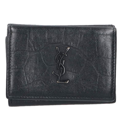 Saint Laurent Paris Logo Leather Wallet Black