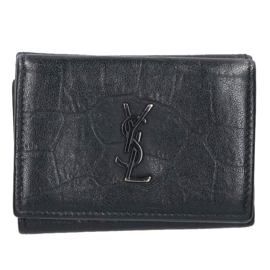 Saint Laurent Paris Logo Leather Wallet Black