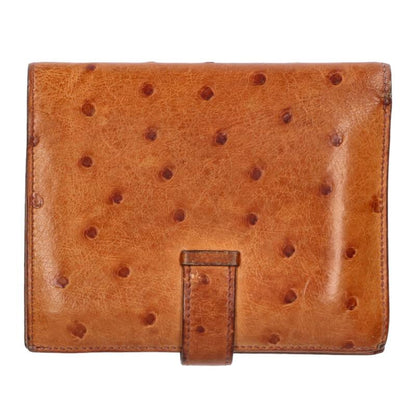 HERMES Bearn Compact Ostrich Wallet A-Stamp Size ONE SIZE