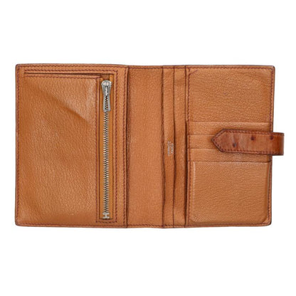 HERMES Bearn Compact Ostrich Wallet A-Stamp Size ONE SIZE