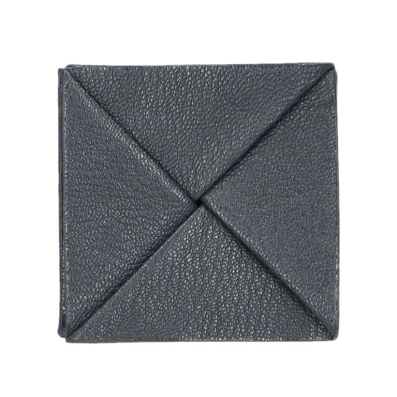 HERMES Zulu Folding Coin Purse T-Stamp Gray Size ONE SIZE
