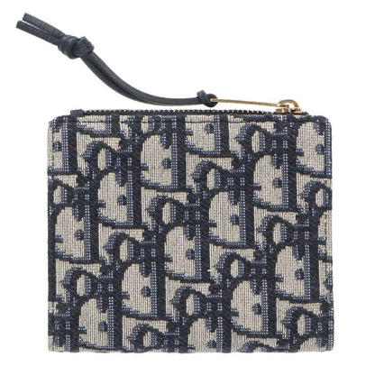 DIOR Oblique Bi-Fold Wallet Navy Blue Size ONE SIZE