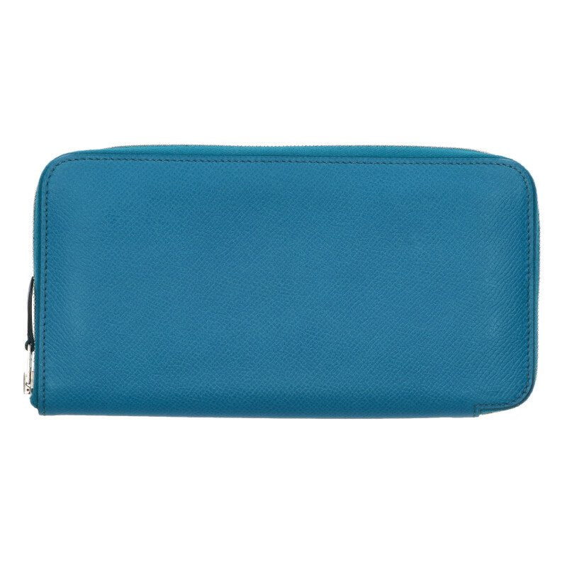 HERMES Azap Long Round Wallet R-Stamp Blue Size ONE SIZE