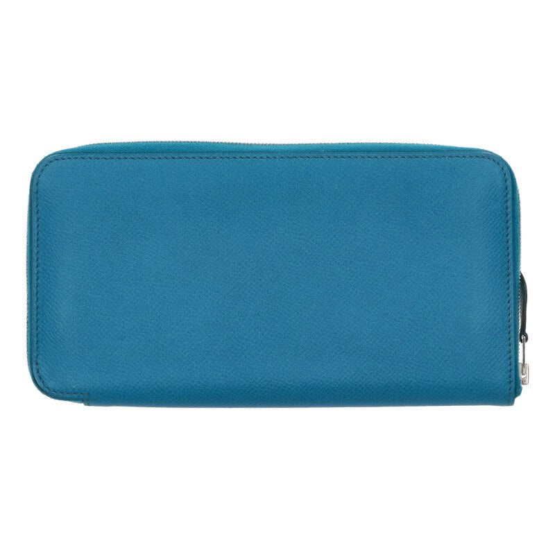 HERMES Azap Long Round Wallet R-Stamp Blue Size ONE SIZE