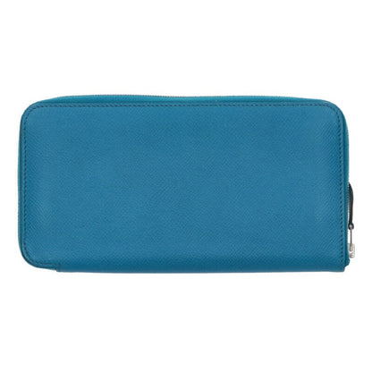HERMES Azap Long Round Wallet R-Stamp Blue Size ONE SIZE