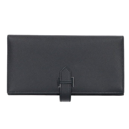 HERMES K Stamp Bearn Soufflet Wallet Black Size ONE SIZE
