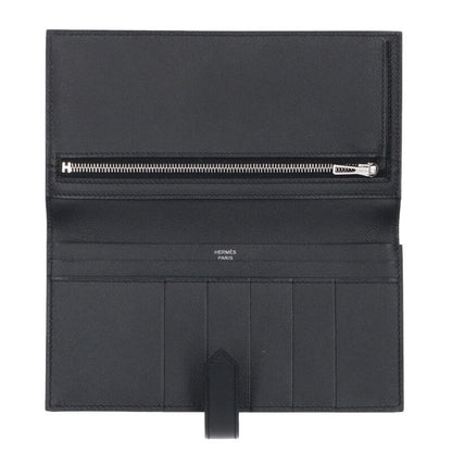 HERMES K Stamp Bearn Soufflet Wallet Black Size ONE SIZE