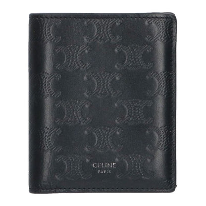 CELINE Triomphe Logo Embossed Compact Wallet Size ONE SIZE