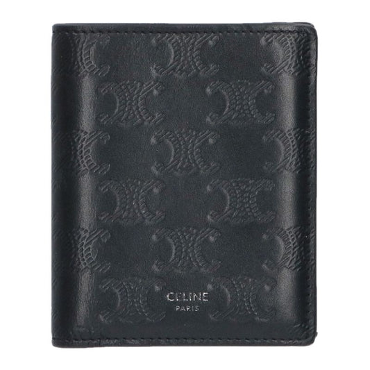 CELINE Triomphe Logo Embossed Compact Wallet Size ONE SIZE