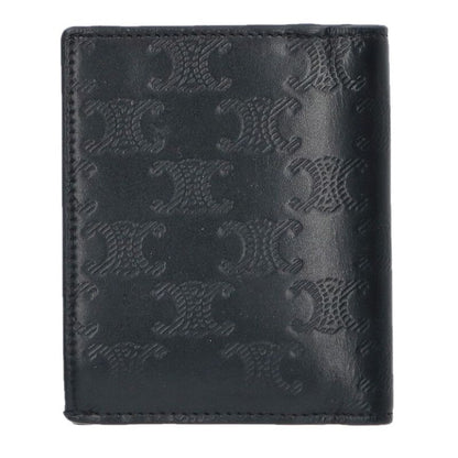 CELINE Triomphe Logo Embossed Compact Wallet Size ONE SIZE